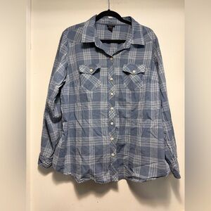 Torrid Western Classic Women’s Blue Checkered Shirt Long Sleeve Button Down